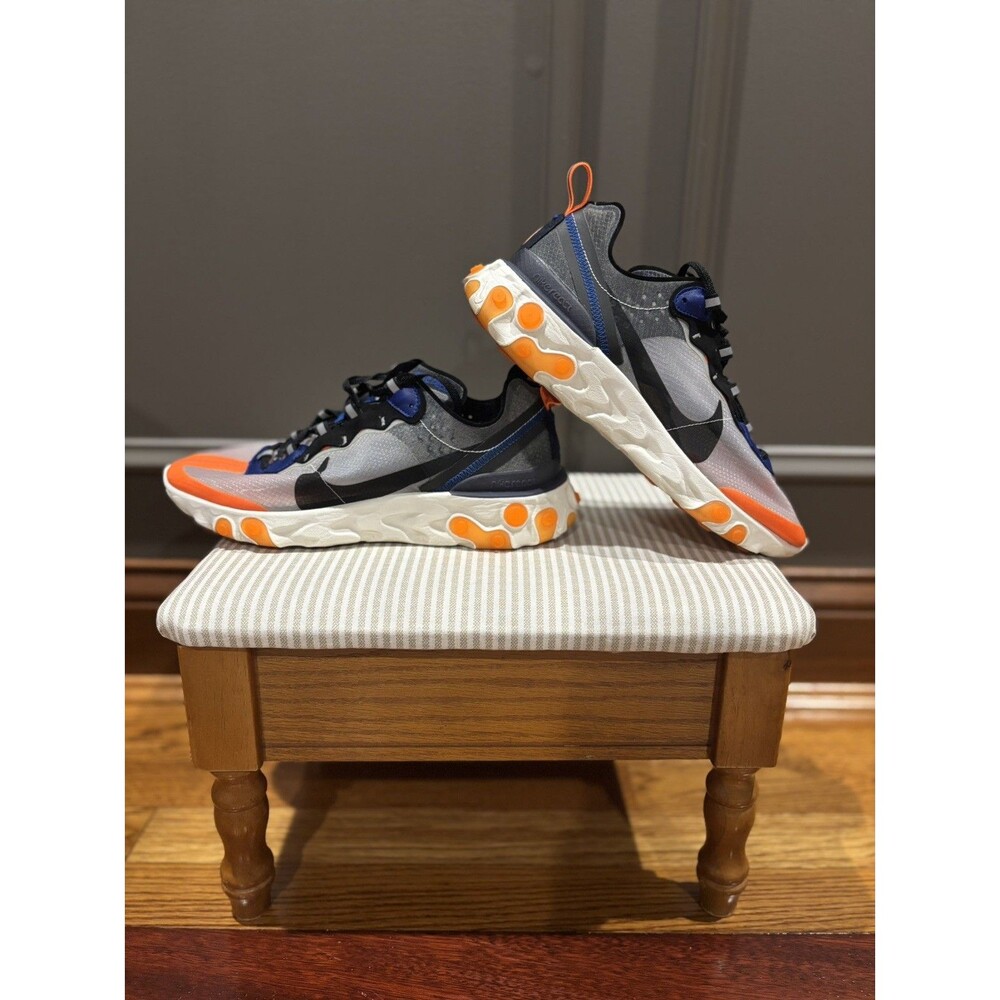 Nike React Element 87 Total Orange size 8.5 Thunder Blue Wolf Grey/black Knicks